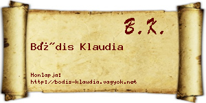 Bódis Klaudia névjegykártya